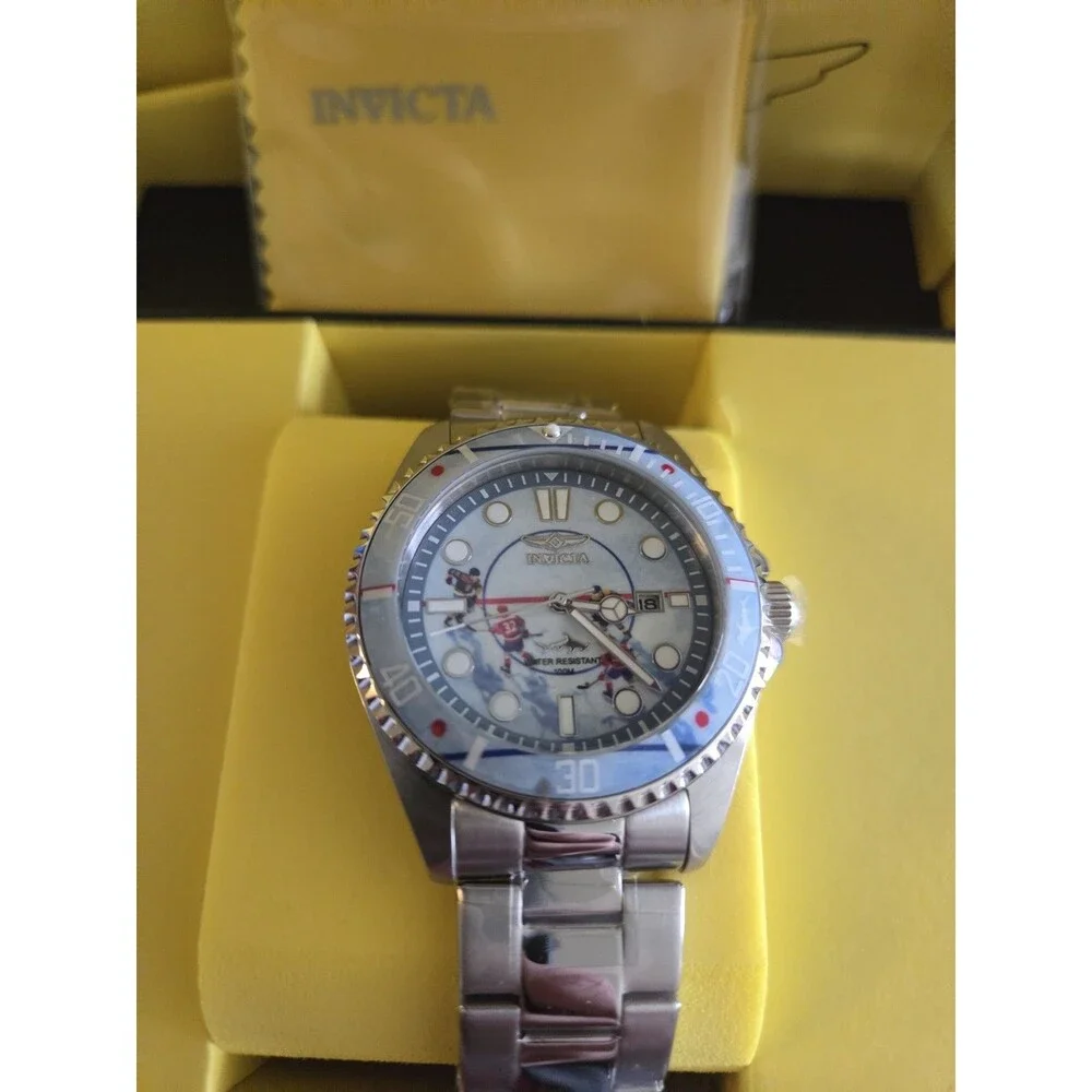 Invicta 51058 Pro Diver Visions From Above Hockey 43mm Quartz Steel Watch NEW
